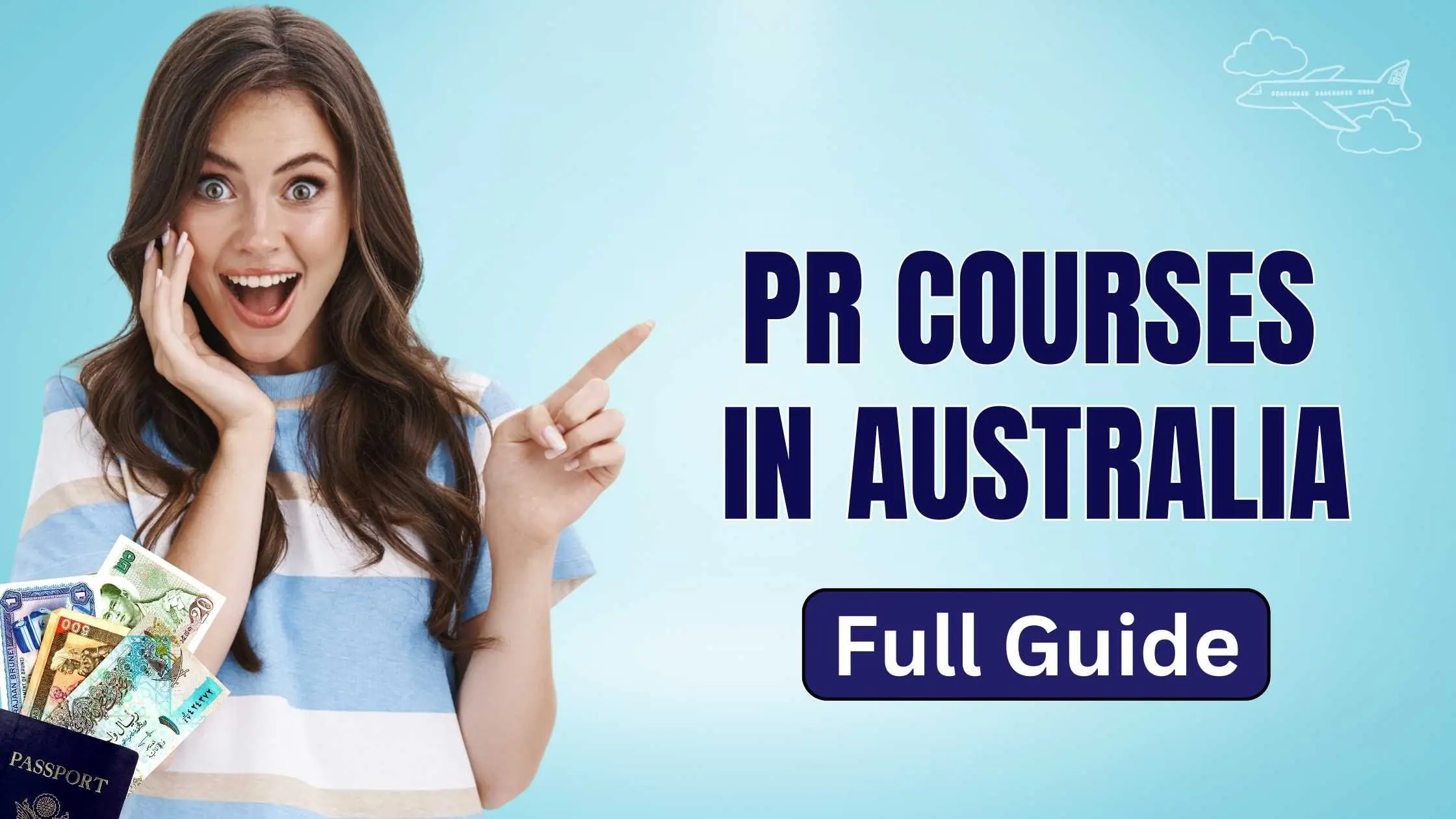 A girl points towards the popular PR Courses in Australia for International Students