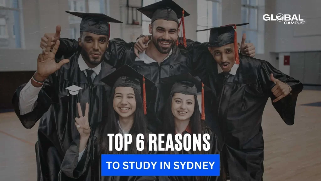 A group of student posing for the camera, highlighting the top 6 reasons to study in Sydney.