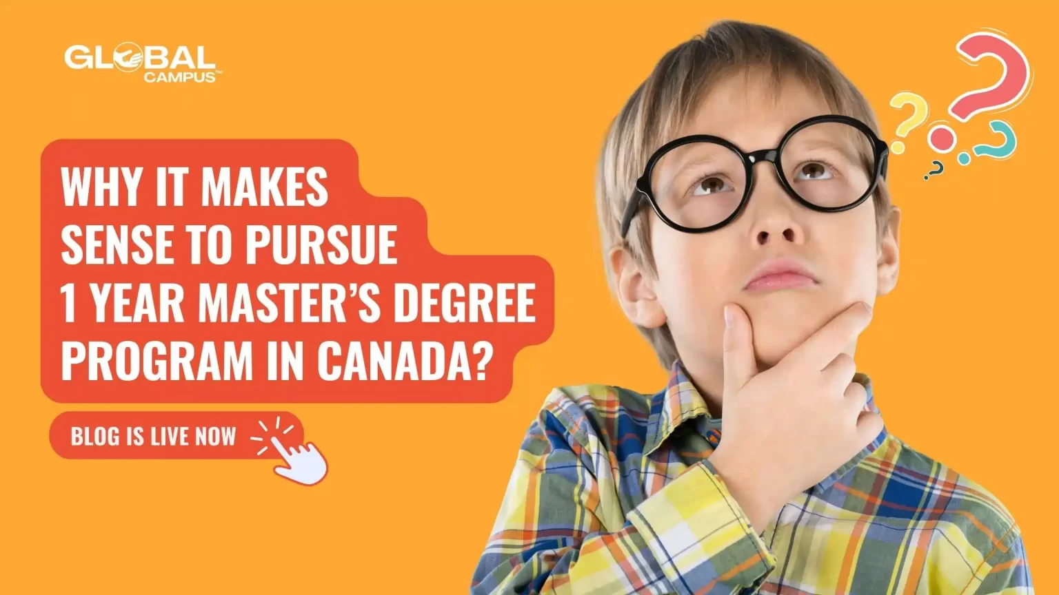 A kid is thinking, Why choose the 1-Year Master's Program in Canada?
