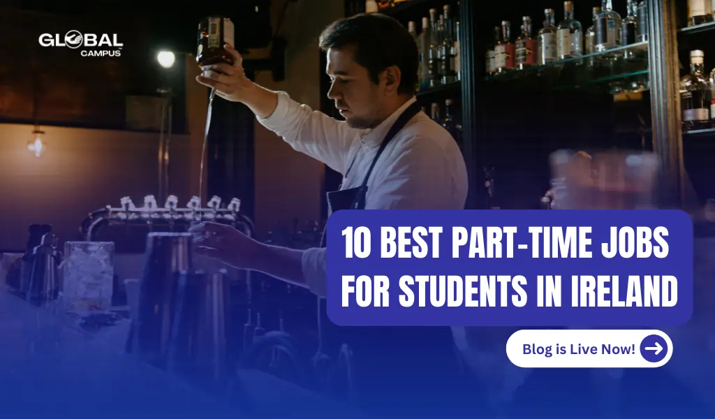 Student working in a cafe, pouring drinks depicting the "10 Best Part-Time Jobs For Students in Ireland."